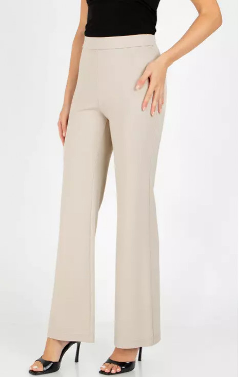 Pantalon elegant din tricot elastic, în culoarea Light Beige