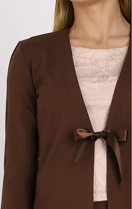 Elegant Short Satin Bow Jacket