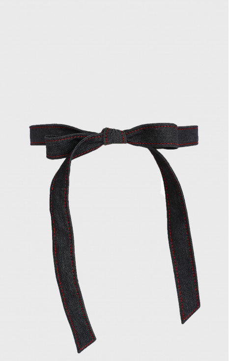 Graphite denim cotton belt with red decorative seam