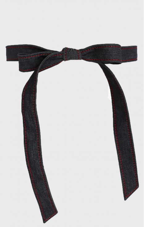 Graphite denim cotton belt with red decorative seam