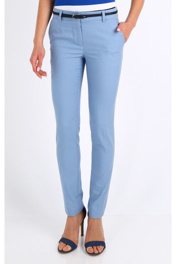 Slim Cotton Trousers in Placid Blue