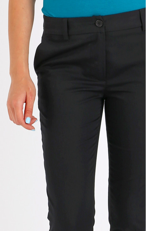 Slim Cotton Trousers in Black