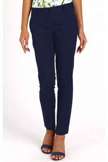 Slim Cotton Trousers in Navy