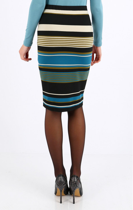 Blue Stripes Pencil Skirt