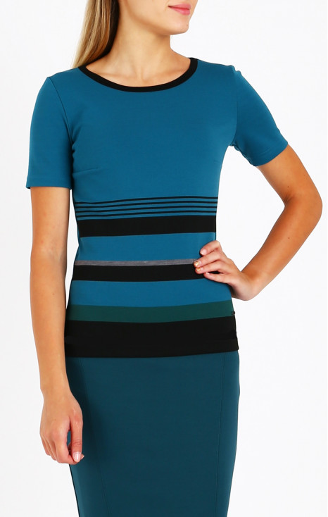 Bluză spectaculoasă cu logo și dungi