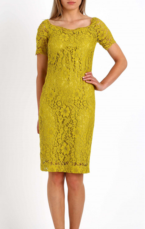 Formal lace dress in Apple Green color