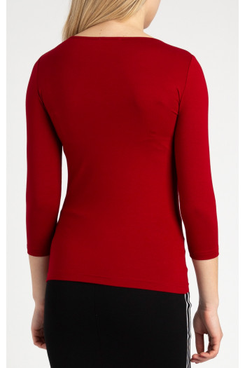 Bluză de culoare roșie din tricot elastic cu logo din cristale Swarovski  [1]
