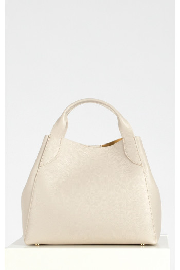 Handmade genuine leather bag in Cloud Cream color