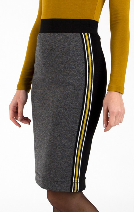 Pencil Skirt with Yellow Stripes