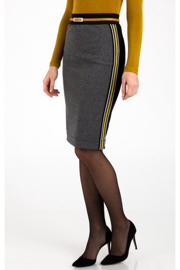 Pencil Skirt with Yellow Stripes