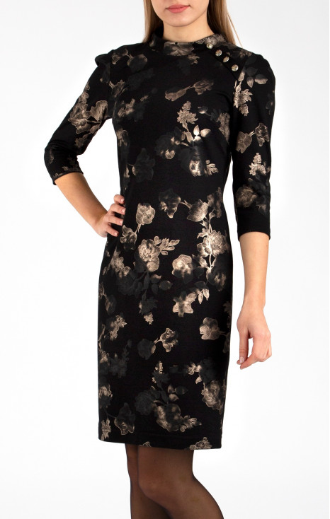 Rochie dreaptă spectaculoasă în negru , din materie luxoasă