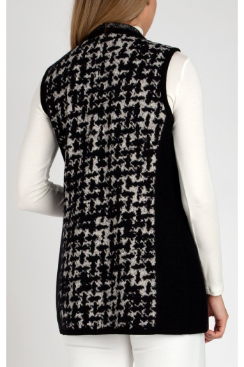 Cardigan călduros din lână proaspătă, alb și negru [1]