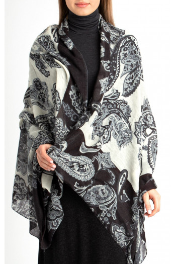 Magnifică moale și caldă eșarfă cu desing authentic din lână fină