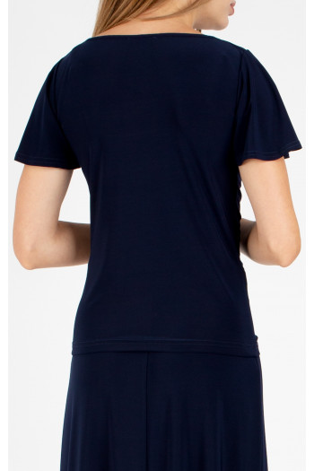 Bluză elegantă cu decolteu drapat, în culoarea Dark Navy Blue [1]