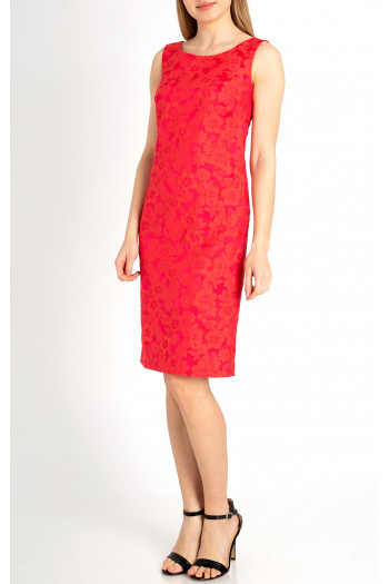Coral jacquard dress