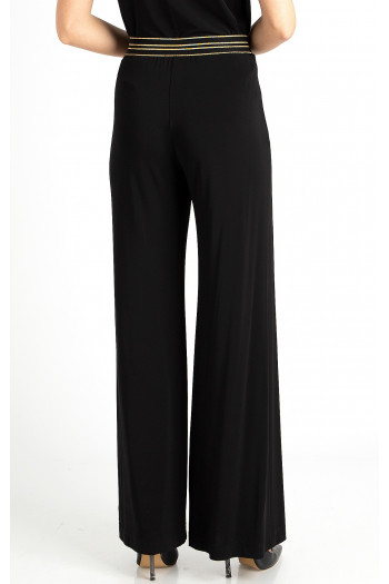 Pantaloni cu silueta liberă din jerseu luxos greoi în culoare neagră [1]