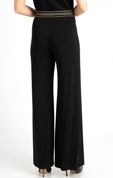Pantaloni cu silueta liberă din jerseu luxos greoi în culoare neagră [1]