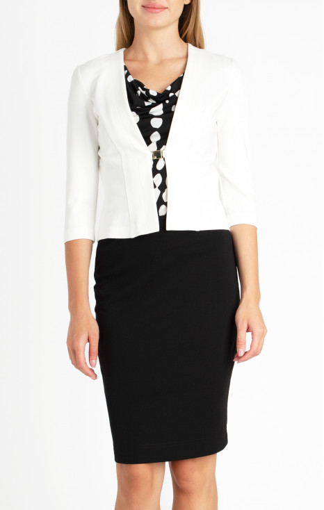 Short Jacket with Metal Fastening in White