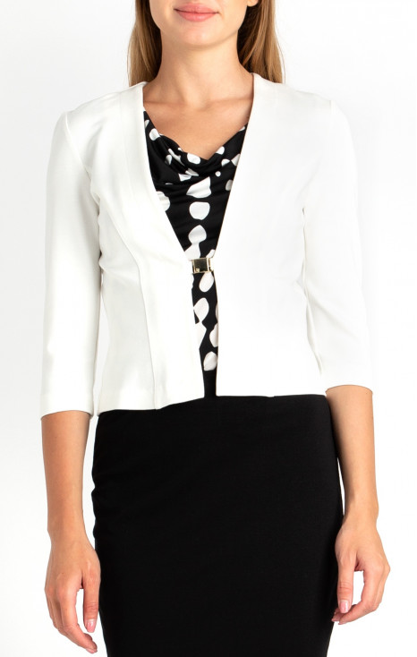 Short Jacket with Metal Fastening in White