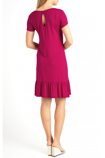Rochie de culoare Sangria, scurtă din tricot cu siluetă lejeră [1]