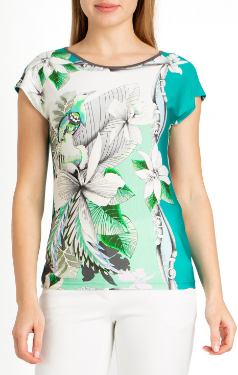 Blouse Tropical green
