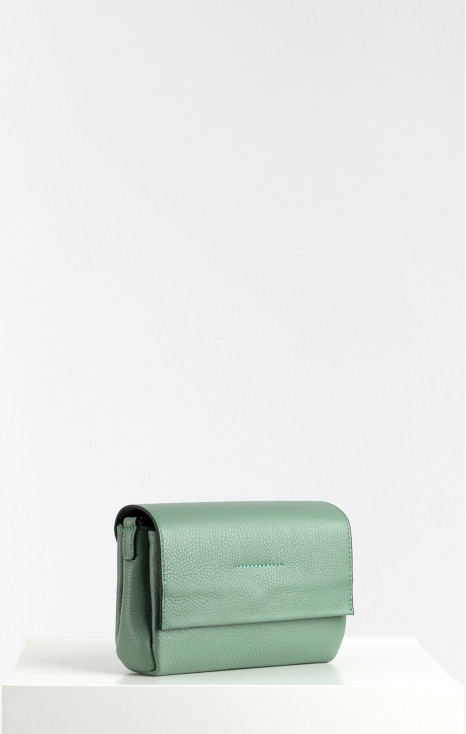 Genuine leather bag in Granite green color