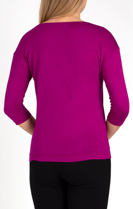 Bluză elegantă în  cu siluetă liberă în culoare ciclamă