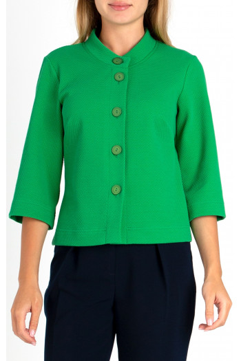Elegant Short Jacket with Buttons in Green