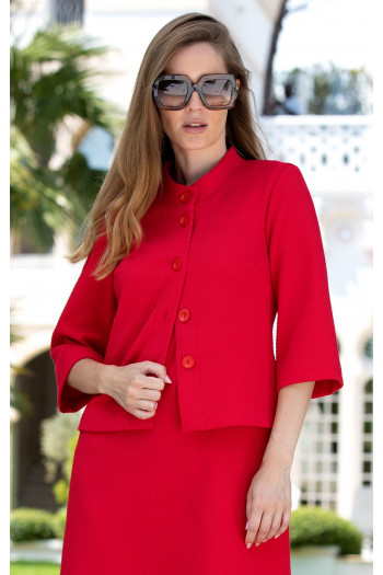 Elegant Short Jacket with Buttons in Red