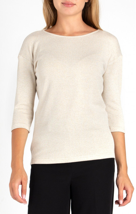 Bluză &icirc;n stil liber cu străluciri aurii