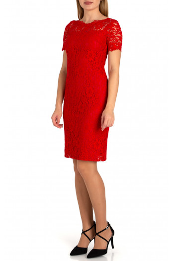 Rochie formală din dantelă cu flori, într-o culoare roșie extravagantă [1]