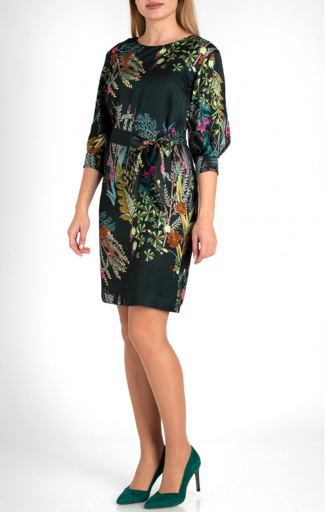 Rochie de lux, din satinat delicat cu elegant print floral