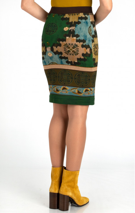 Fustă elegantă din luxoasă materie tricotată în culori pastelate