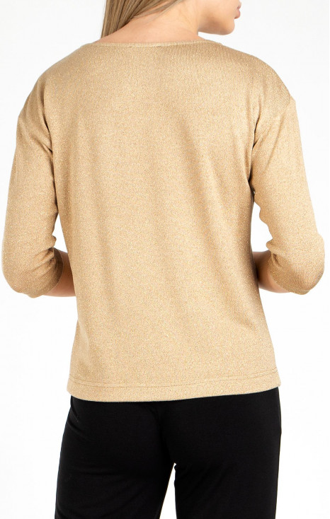 Bluză cu  decolteu drapat în culoarea bej deschis