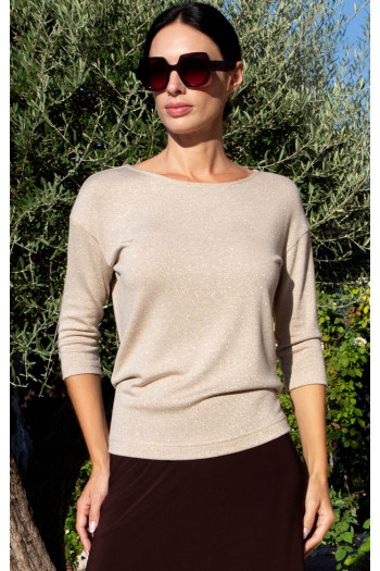 Loose silhouette blouse in light beige color [1]
