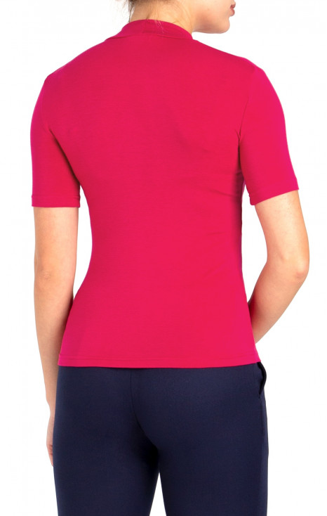 Bluză cu stil cu guler polo în culoare Fuchsia. [1]