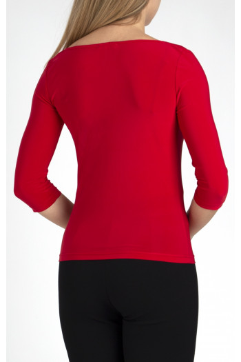 Bluză stilată cu decolteu drapat în roșu extravagant [1]