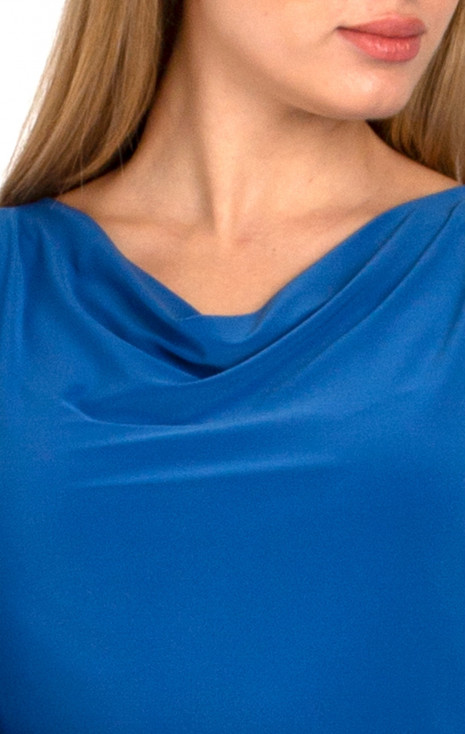 Bluză stilată cu decolteu drapat, de culoare Star Sapphire