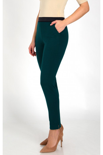 Pantaloni dintr-un material de tricot mulat, de culoare Botanical Garden [1]