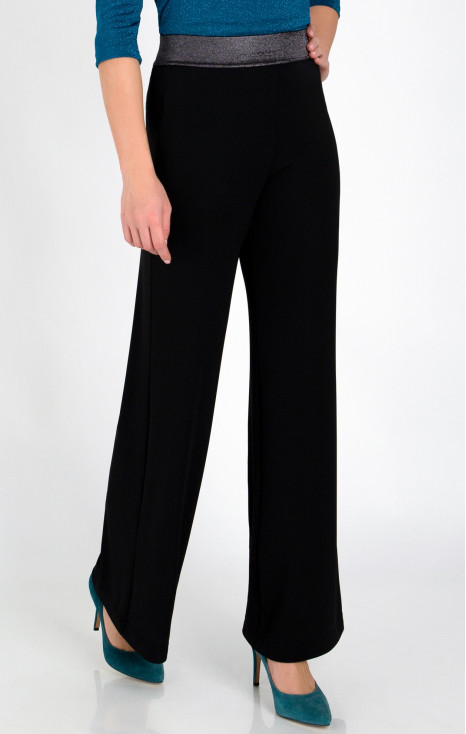 Pantalon negru cu croiala amplă din jerseu în culoarea [1]