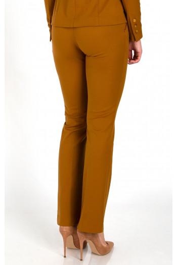 Pantalon clasic din materie elastic de lux în culoarea Golden Brown [1]