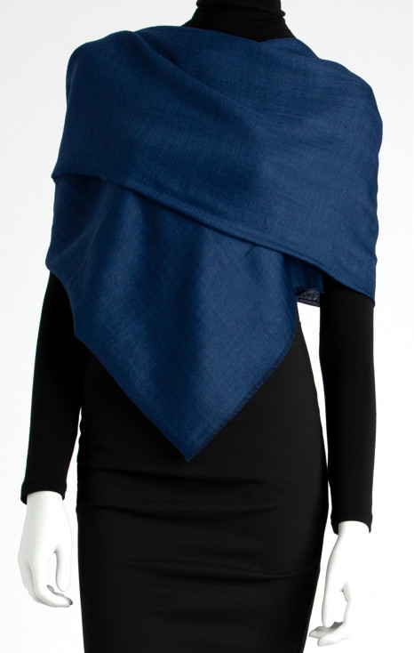 Fular călduros de iarnă din l&acirc;nă fină și mătase de culoare de Dark Denim