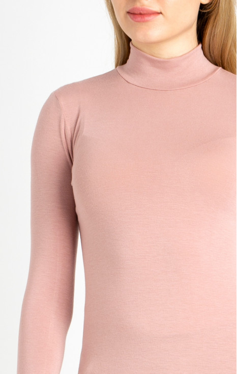 Bluză clasică cu guler tip polo în culoare Silver pink