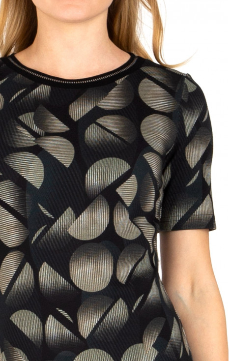 Rochie din materie tricot de lux cu print grafic