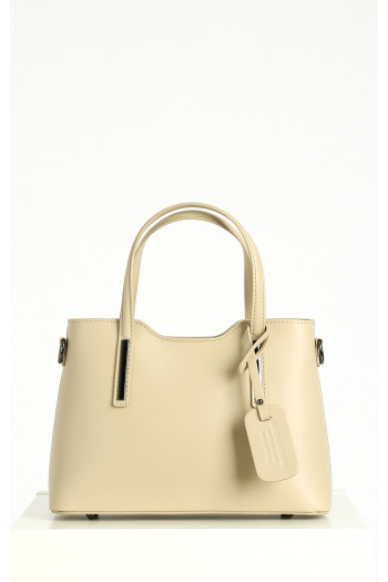 Geantă din piele naturală de culoare Ivory cream