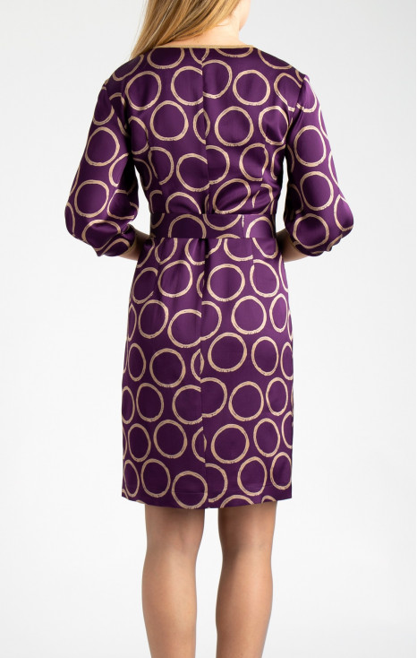 Rochie elegantă tip dreaptă din viscoză de lux satinată în culoare Plum Purple