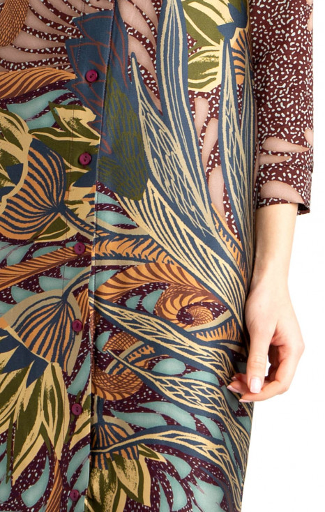 Rochie de stil cămașă din viscoză cu motive florale