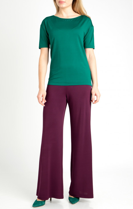Pantalon cu siluetă liberă culoare Grape Wine  din jerseu