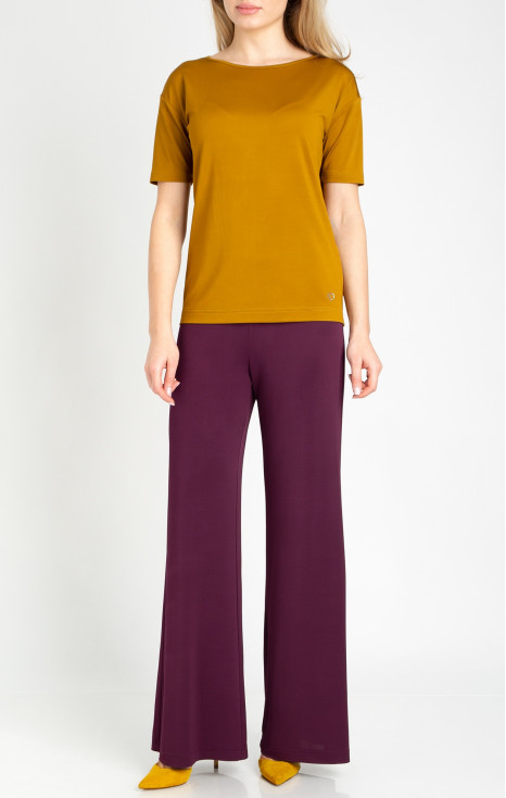 Pantalon cu siluetă liberă culoare Grape Wine  din jerseu [1]