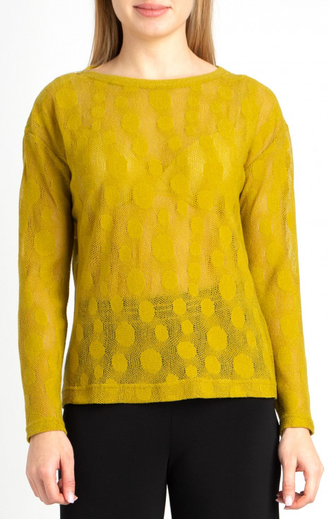 Bluză  cu o siluetă liberă din tricot fin de culoare Mustard